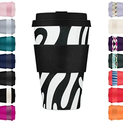 Imagen de 14oz 400ml Ecoffee Cup Reutilizable Eco Friendly 100% Plant Based Coffee with Silicone Lid &amp; Sleeve Melamine Free Travel Mug, Manasa&#039;s Run
