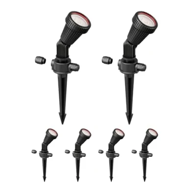Imagen de ledscom.de 6 focos de jardín con pincho suelo PIRK para exteriores, IP44, negro, incl. GU10 LED 468lm blanco cálido