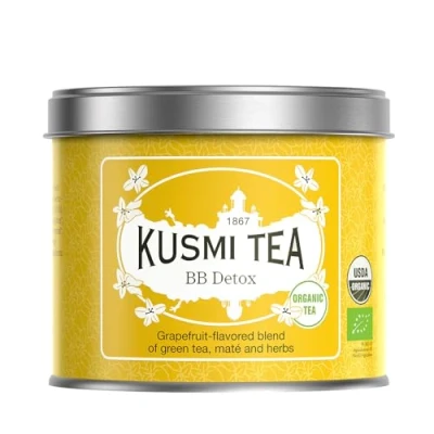Imagen de Kusmi Tea té biológico BB Detox Mezcla ecológica de verde, mate y plantas con sabor a pomelo Para disfrutar caliente o como helado Finos sabores ácidos Bote 100 g Unas 40 tazas