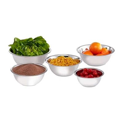 Imagen de Relaxdays, Acero Inoxidable Set de Cinco Boles Mezclar, Cuencos para la Cocina, Ensaladera, Plateado
