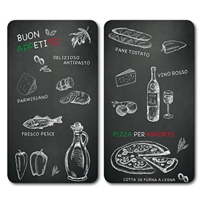 Imagen de Kesper 36538 13 Multi Tabla de Cortar Cristal, Empeine Orante Multi, Negro, 52 x 30 0.8 cm, 2 Unidades