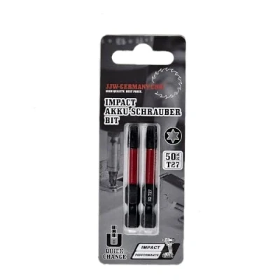 Imagen de jjw germany Impact Puntas para destornillador inalámbrico T10 / T15 T20 T25 T27 T30 y T 40 x 50 mm de largo (Impact Torx 27 mm)