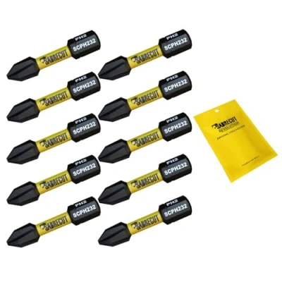 Imagen de 10 x SabreCut SCPH232_10 Juego de puntas destornillador impacto magnético PH2 32 mm Phillips alta resistencia Compatible con Dewalt Milwaukee Bosch Makita y más