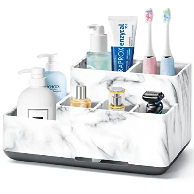 Imagen de Soporte para Cepillos de Dientes, Portacepillos Dientes Antideslizante Desmontable Organizador Baño con 6 Compartimentos y Orificios Drenaje Baño, Cocina Familia