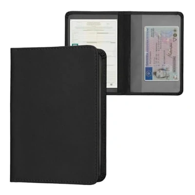 Imagen de kwmobile Funda para permiso de circulación coche cuero sintético Con espacio tarjetas 9.2 x 13 CM doblado negro