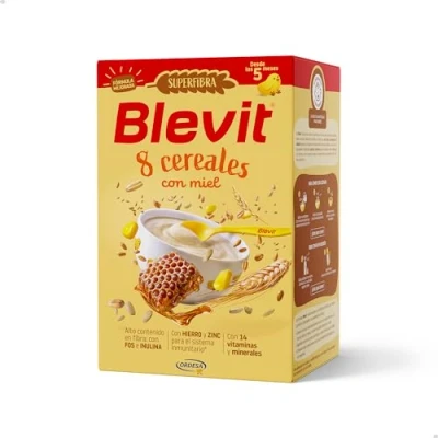 Imagen de Blevit Superfibra 8 Cereales Con Miel 500g Papilla de para Bebé desde los 5 Meses Miel, Vitaminas, Minerales y Fibra