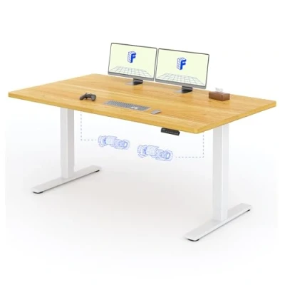 Imagen de FLEXISPOT 2 Motor Escritorio Elevable Eléctrico 160x80 con Una Tabla de Mesa Completa, Panel Memoria, Regulable en Altura, 100KG Carga, Blanco+Arce