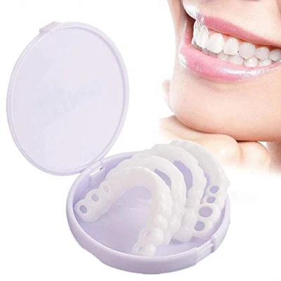 Imagen de Brigtviee 2 Pares Carillas Dentales, Dientes Postizos Temporales, Dentaduras Postizas Instantáneas, Protesis Dental de Sonrisa Superiores y Inferiores, Falsos para Hombres Mujeres