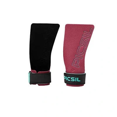Imagen de PicSil Azor Calleras para Cross Training, Grips con Tejido Sintético, Mayor Protección y Confort, Gimnasio, Box, Halterofilia, Previenen Ampollas Desgarros, Unisex (Vino, G)