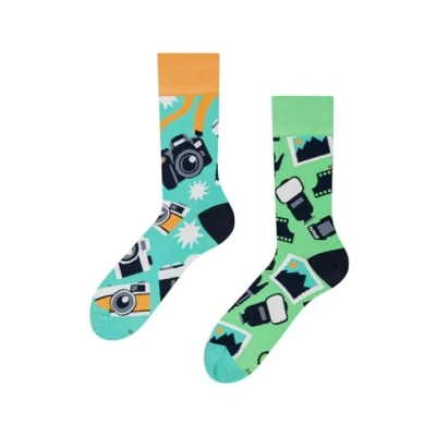 Imagen de Dedoles Calcetines Unisex Hombre Mujer y Niños Algodón muchos diseños divertidos diferente izquierda derecha, color: Turquesa, diseño: Fotógrafo, tamaño: 43 46