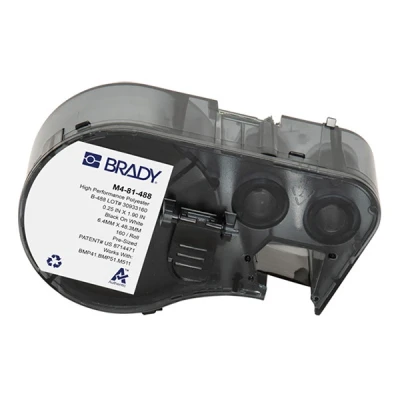 Imagen de BMP41 Brady M4 81 488 etiquetas de poliéster negro sobre blanco 6,35 mm x 48,26 (original)