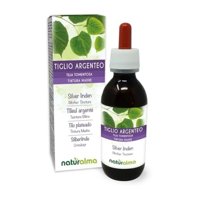 Imagen de Tilo plateado (Tilia tomentosa) flores y brácteas (hojas) Tintura Madre sin alcohol Naturalma Extracto líquido gotas 120 ml Complemento alimenticio Vegano