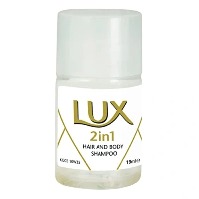 Imagen de Lux Professional 7518220, 2 en 1 gel de ducha y champú, cuidado personal para hotel pensiones, paquete 50 x 19 ml