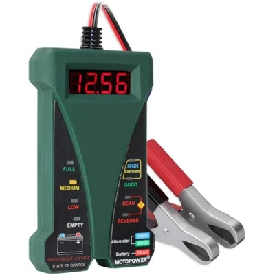 Imagen de MOTOPOWER 12V Comprobador Digital de batería con voltímetro y Sistema Carga alternador Pantalla LCD e indicador LED (e) Verde)