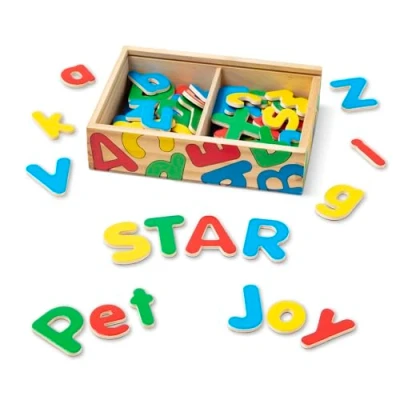 Imagen de Melissa &amp; Doug Imanes de madera con 20 letras del alfabeto, Juego magnético letras, Juguete desarollo, creativo madera, Regalo para niños y niñas 3 4 5 6 7 años