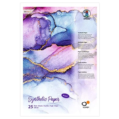 Imagen de URSUS 16274000 Yupo Synthetic Paper, DIN A3, 10 Sheets, 192 g/m², Synthetic, Smooth Surface, Tear and Waterproof, UV Lightfast, Extremely Durable, 100% Recyclable, Versatile, White