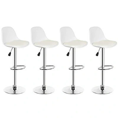 Imagen de LANTUS Taburete en Polipiel 4X Taburetes Alto Cocina Regulable Altura de Bar con Respaldo Cuero Sintético+Plástico Sillas Altas Giratorio para Estudio, Trabajo, Oficina