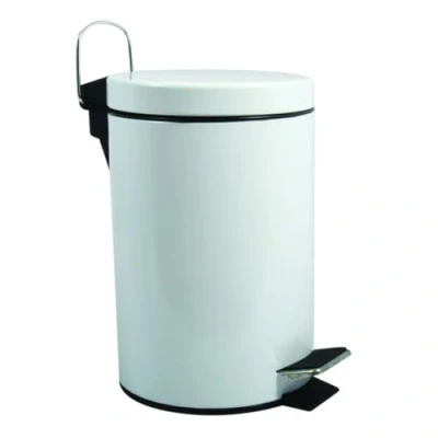 Imagen de MSV 100022 Cubo de basura con pedal metálico, color Blanco, diámetro 16.5 x 25 cm, 3 L
