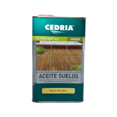 Imagen de aceite para suelos de madera Cedria incoloro miel protege en profundidad todo tipo madera, especialmente tropicales. 1 litro