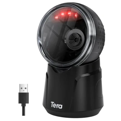 Imagen de Tera Escáner de código barras omnidireccional: 1D 2D QR manos libres USB con cable lector ajustable Plug and Play para POS supermercado minorista tienda móvil modelo 9000