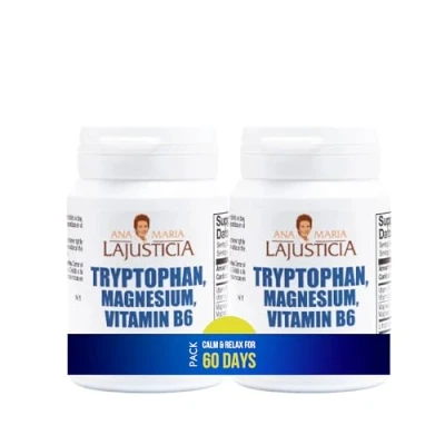 Imagen de Ana Maria Lajusticia PACK Triptófano con magnesio + VIT B6 120 comprimidos. Reduce la ansiedad, el cansancio y regula reloj interno. Apto para veganos.