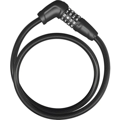 Imagen de ABUS Cerradura de Cable Tresor 6412C + soporte SCMU combinación, ajustable individualmente acero con revestimiento plástico Nivel seguridad 4 85 cm, negro