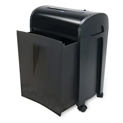 Imagen de WAYTEX 77323 Destructor de Documentos Corte Cruzado, 10 Hojas, CD y DVD, Bandeja cajón 14L, con Ruedas, rápido eficiente