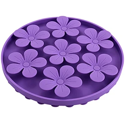 Imagen de Doweiss alimentador lento, para gatos, ayuda a reducir la velocidad de comer, cortar flor, goma silicona, lindo lento cachorros/gato/perro