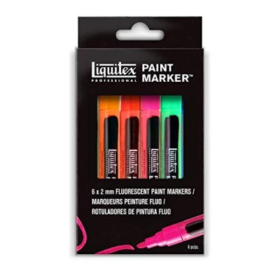 Imagen de Liquitex Set de rotuladores acrílicos Punta Fina, Colores Fluorescentes, 2 mm, 6