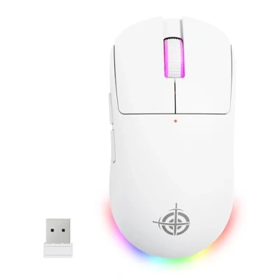Imagen de ATTACK SHARK X Magic Refiner G6 Ratón Inalámbrico para Juegos, 72g Ligero, 24000 dpi, Frecuencia de Sondeo 1000 Hz, Bluetooth/2,4 G, RGB, Batería 750 mAh, con Cinta Agarre PC/Mac Blanco