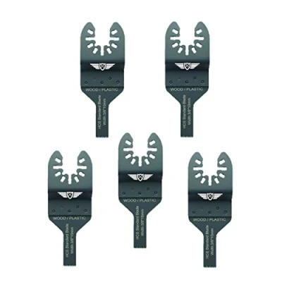 Imagen de 5 x 10mm TopsTools FA10F_5 cuchillas de corte madera rápido ajuste para Dewalt Black and Decker Bosch Fein (No StarLock) Makita Milwaukee Parkside Ryobi Worx Multi herramienta accesorios