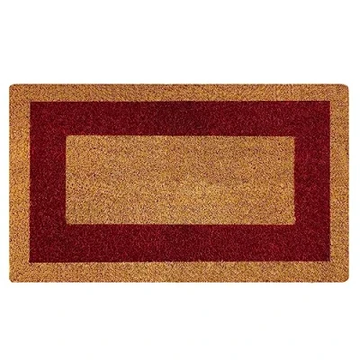 Imagen de Acomoda Textil Felpudo de Coco Natural Ecológico con Cenefa, Resistente y Antideslizante. Ideal para Exterior e Interior Casas Comercios. (45x80 cm, Rojo)
