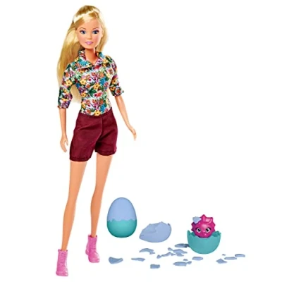 Imagen de Simba Steffi Love Dino Surprise 105733606 Muñeco de vestidor en expedición con Dos Huevos Dinosaurio para Romper, 29 cm, a Partir 3 años
