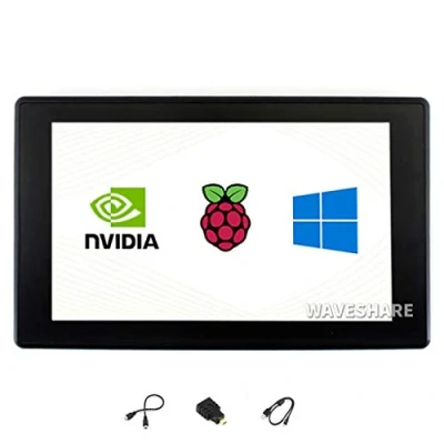Imagen de Waveshare 7inch HDMI LCD (H) (with Case) 1024x600 Monitor IPS Capacitive Touch Screen Display with Toughened Glass Cover Supports Popular Mini PC Raspberry Pi Jetson Nano BeagleBone Black Banana