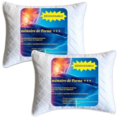 Imagen de Almohada de Memoria con Almohadas 40x60 Viscoelastica Pack 2 Unidades Relleno Cojin Cojines para Cama/Sofa Dormir Antiacaros