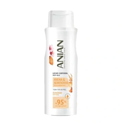 Imagen de ANIAN Leche Corporal Avena y Almendras, 500 ml, con Manteca de Karité Alantoína, Crema Hidratante, Nutre Calma, Piel más Suave Tersa, +95% Ingredientes Origen Natural, Apto para Veganos