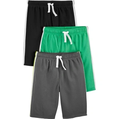 Imagen de Simple Joys by Carter&#039;s 3 Pack Mesh Infant and Toddler Shorts, Negro/Verde/Gris, 4 años (Pack de 3) para Bebés