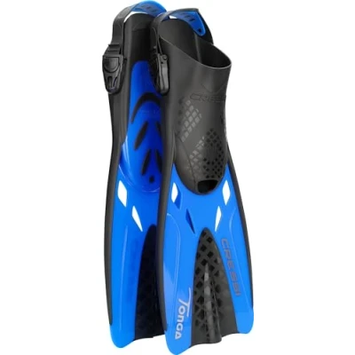 Imagen de CRESSI Tonga Fins Black/Blue L/XL Aletas Cortas Ajustable y Ligeras para Adulto, Ideales Esnórquel, Natación, Negro/Azul,