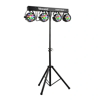Imagen de BeamZ Partybar3 Sistema de Luces DJ Controlado por Música o autónomo, DMX, 4 PARs RGB con Magic Balls Accesorio discoteca (Proyector láser para LED, RGB, 8 canales). Soporte Disco