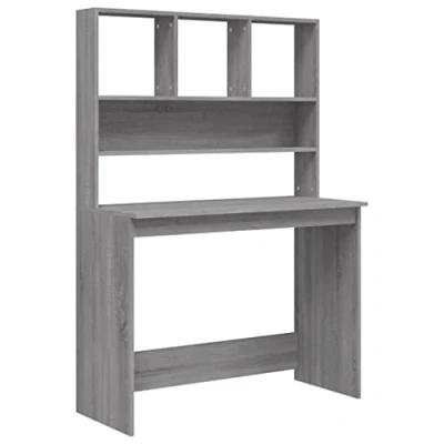 Imagen de vidaXL Escritorio con estantes contrachapada Gris Sonoma 102x45x148cm