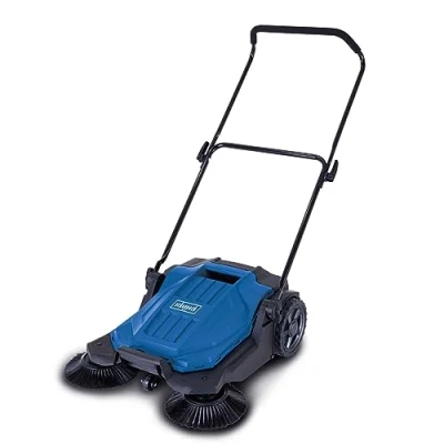 Imagen de Scheppach barredora S800 de mano 650 mm ancho 2600 m²/h superficie cesta 20 L eficaz sistema barrido 3 cepillos adecuado para hojas, arena, grava y césped