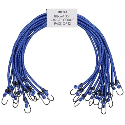 Imagen de PRETEX Pulpos Elasticos Transporte Set de 12 tensores elásticos con Gancho Cuerdas Elásticas Ganchos 89 cm 12x Pulpo Elastico para Bicicleta Equipaje Coche Moto