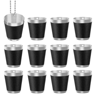 Imagen de TOATELU 12 vasos de chupito 30 ml acero inoxidable con capas inoxidable, negros, cadena vidrio chupito, reutilizables, para fiestas, fiestas