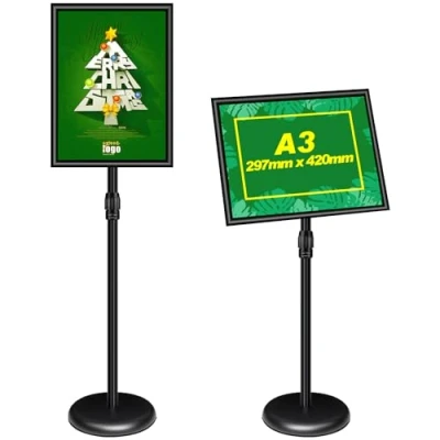 Imagen de Soporte ajustable para carteles de pantalla Broche anuncio la muestra Show/Display/Anuncio (Negro, A3)