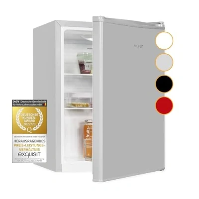 Imagen de Exquisit KB60 V 090E Mini Standkühlschrank, 45 cm breit, 52L, LED Beleuchtung, Temperaturregelung, grau