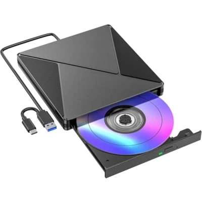 Imagen de BHHB Lector CD DVD Externo Grabadora Unidad Externa con USB 3.0 y C, Unidades Portátil CD/DVD / RW/ROM Estable para PC/Portátiles/Windows 11/10/8/7/XP/Vista/Linux/MacOS