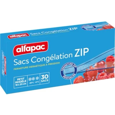 Imagen de Alfapac 3232764050107 30 Bolsas de congelación con Cremallera Reforzada (tamaño pequeño, 18 x 22 cm), Transparente