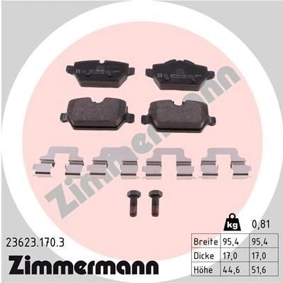 Imagen de ZIMMERMANN 23623.170.3 Juego de pastillas freno preparado para indicador desgaste con tornillos Foto correspondiente a la entrega, muelle