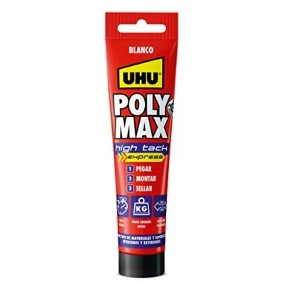 Imagen de UHU Poly Max High Tack Express, Sellador y Adhesivo de Montaje Extrafuerte, Blanco 165g