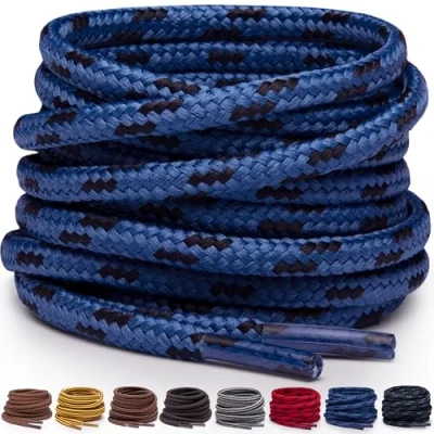 Imagen de Miscly Cordones Redondos para Botas Resistentes y Duraderos, de Trabajo Calzado Senderismo (Azul/Negro, 114 cm)